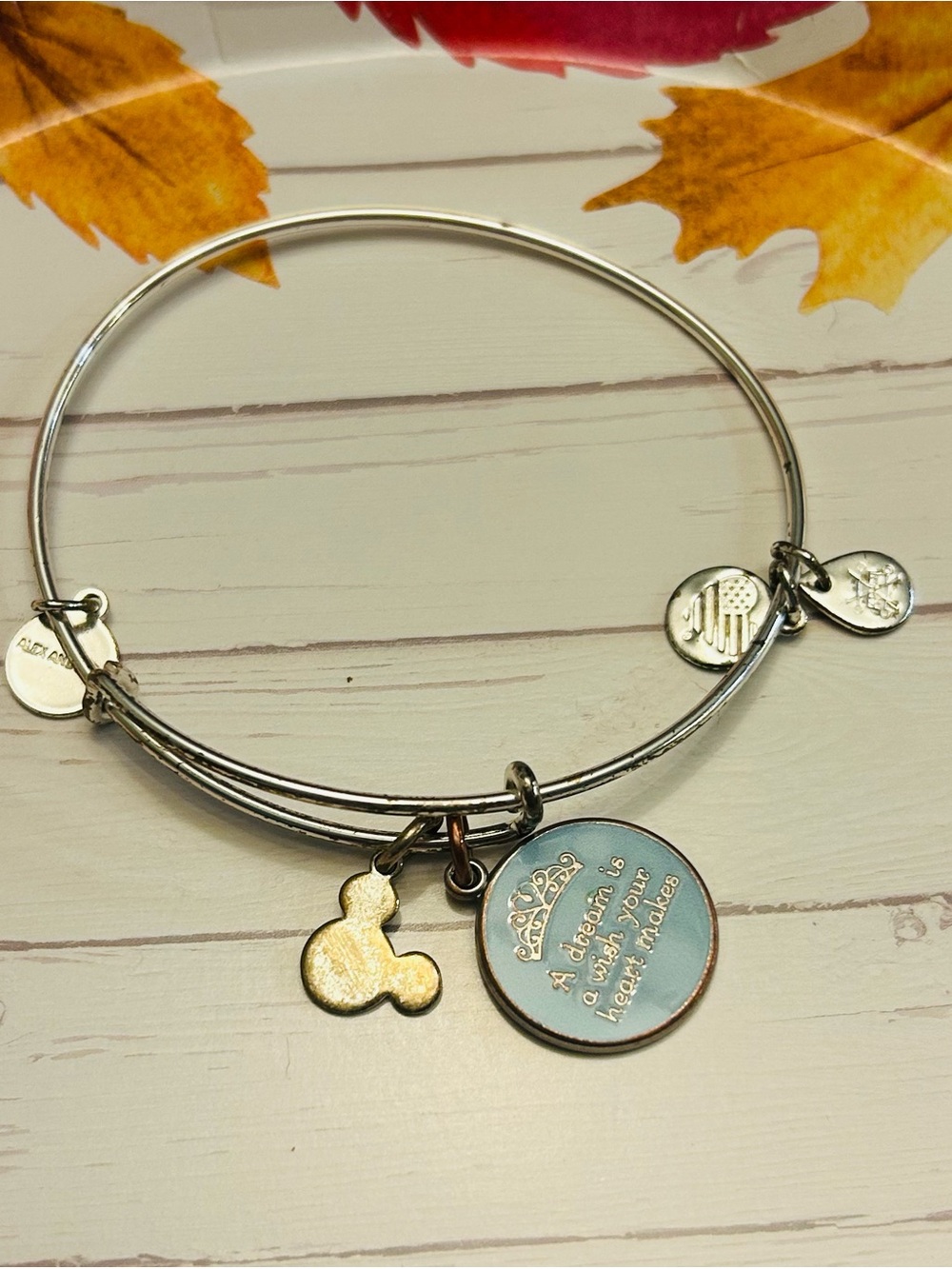 Alex and Ani Disney Cinderella Silver-Tone Bracelet with Light Blue Enamel Charm